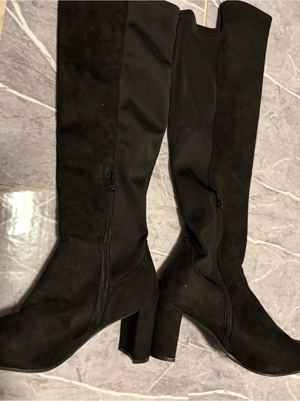 Charlotte Russe Black Over-the-Knee Block Heel Boots